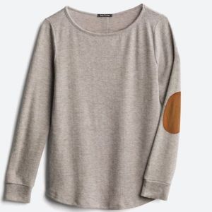 Pink Clover Button Back Hesthered Long Sleeve with Suede Elbow Patch